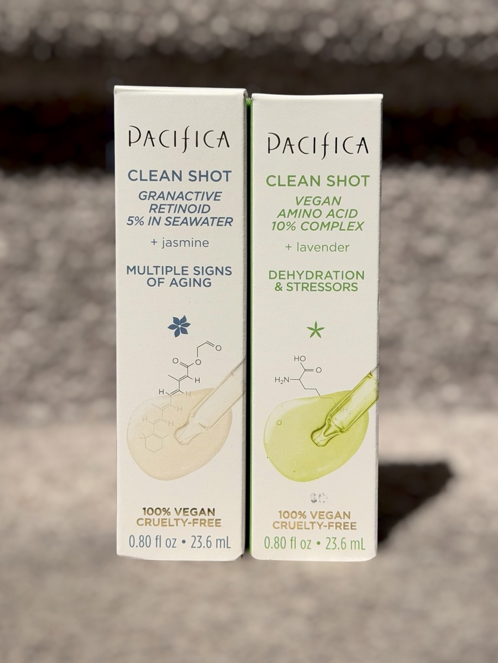 Pacifica Clean Shot Serum Set Retinoid 5% & Vegan Amino Acid 10% NIB Skincare
